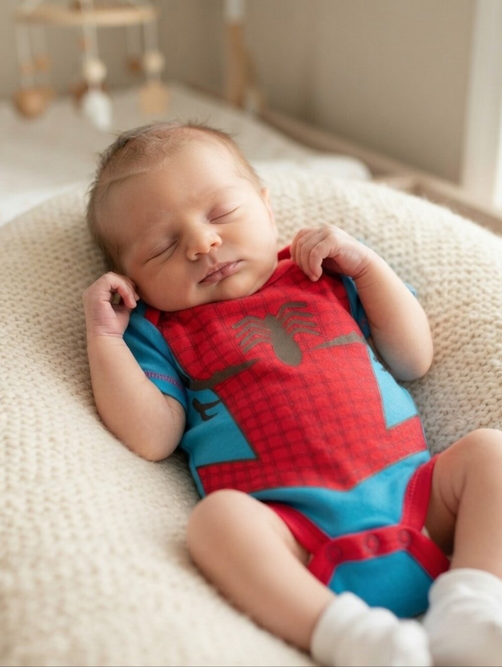 NB Red and Blue Spiderman Graphic Onesie